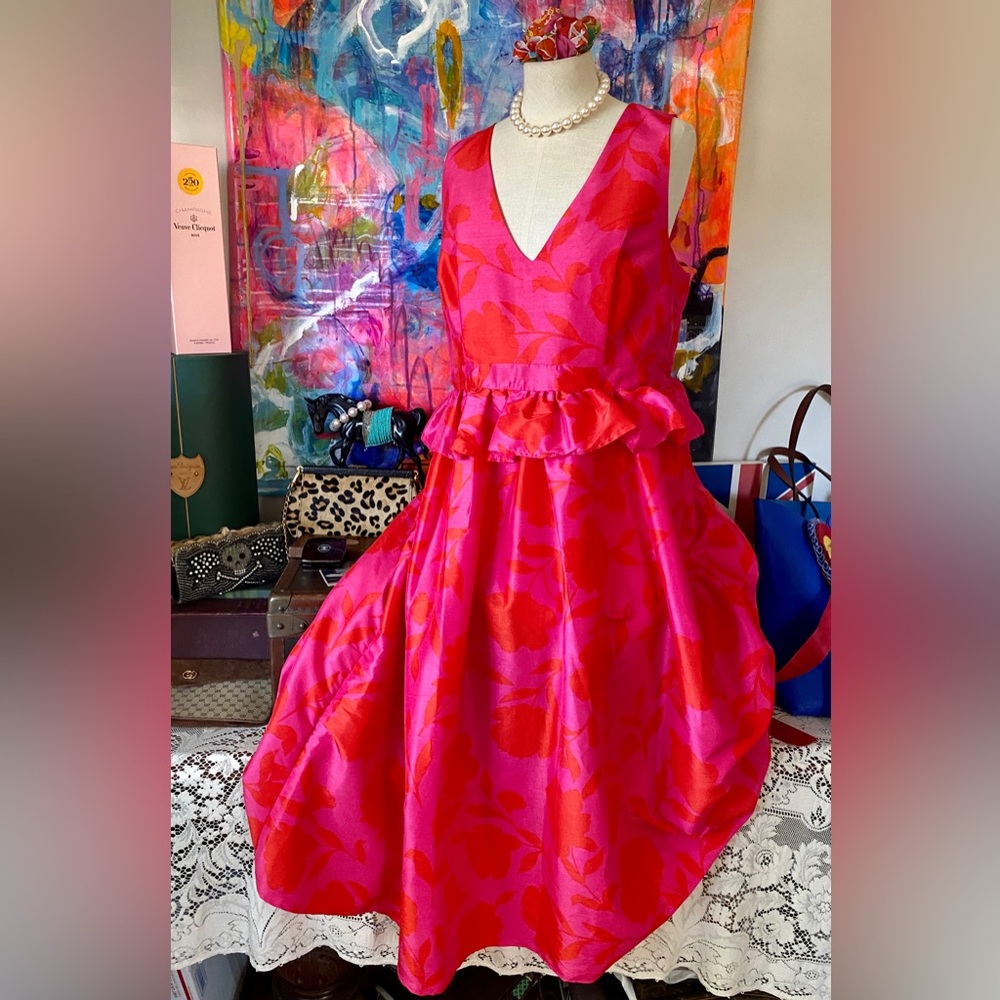 Gorgeous KATE SPADE Hot Pink Red Floral Formal Cocktail Christmas DRESS NWT 12 💖